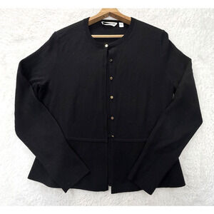 BOSS Hugo Boss Felija Peplum Merino Superfine Wool Sweater Black Size Large